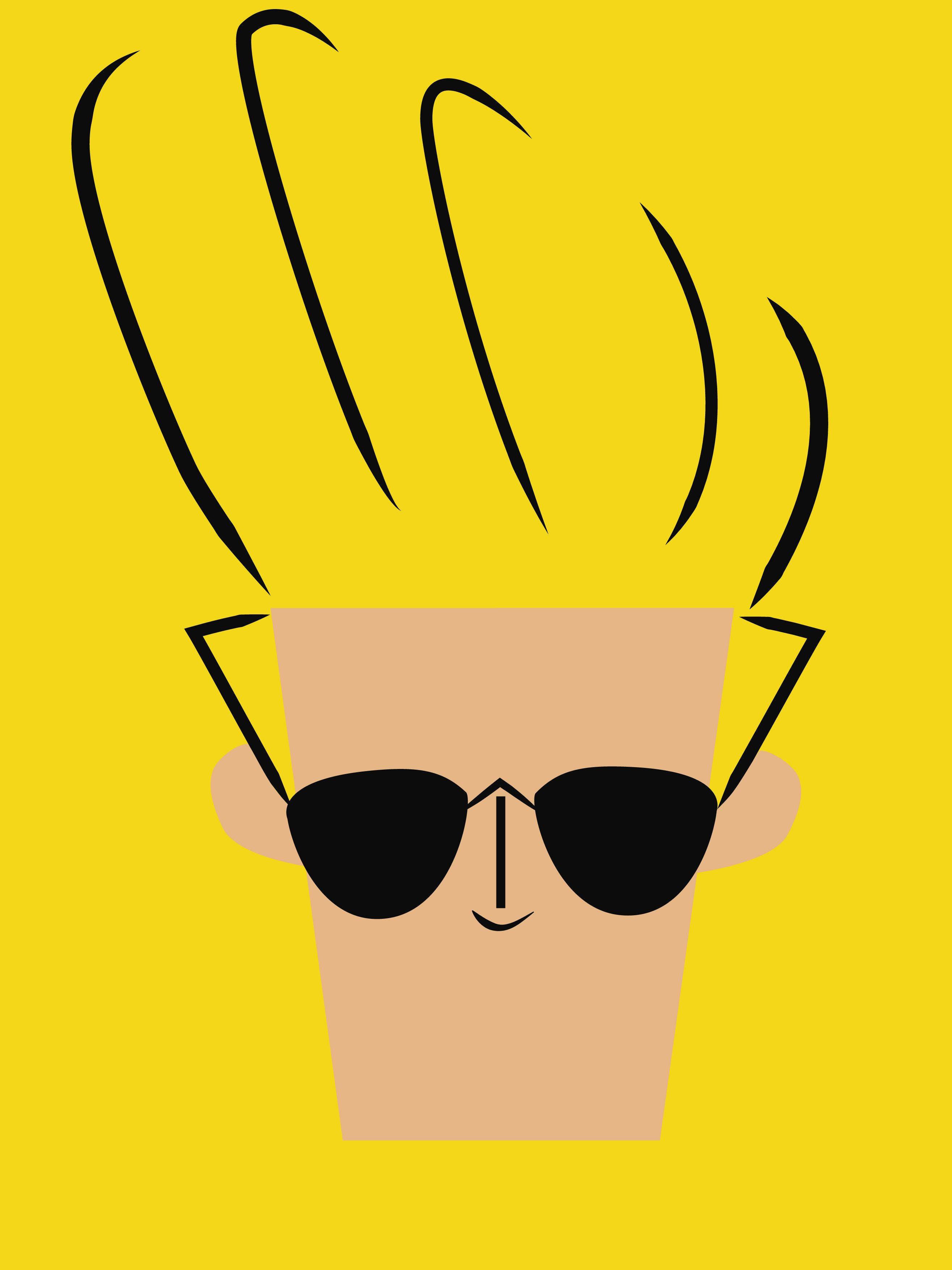 Johnny Bravo, spiky hair, sunglasses, 2K Phone Wallpaper