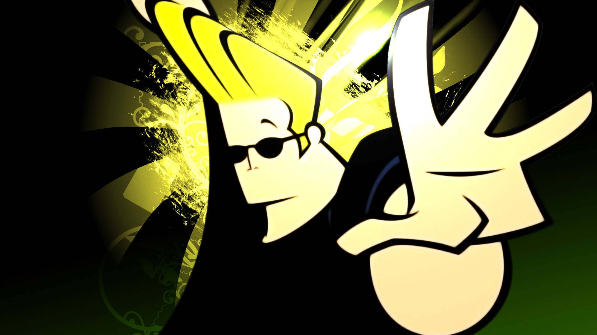 Johnny Bravo, green ombre, spiky yellow hair, Full HD Desktop Wallpaper