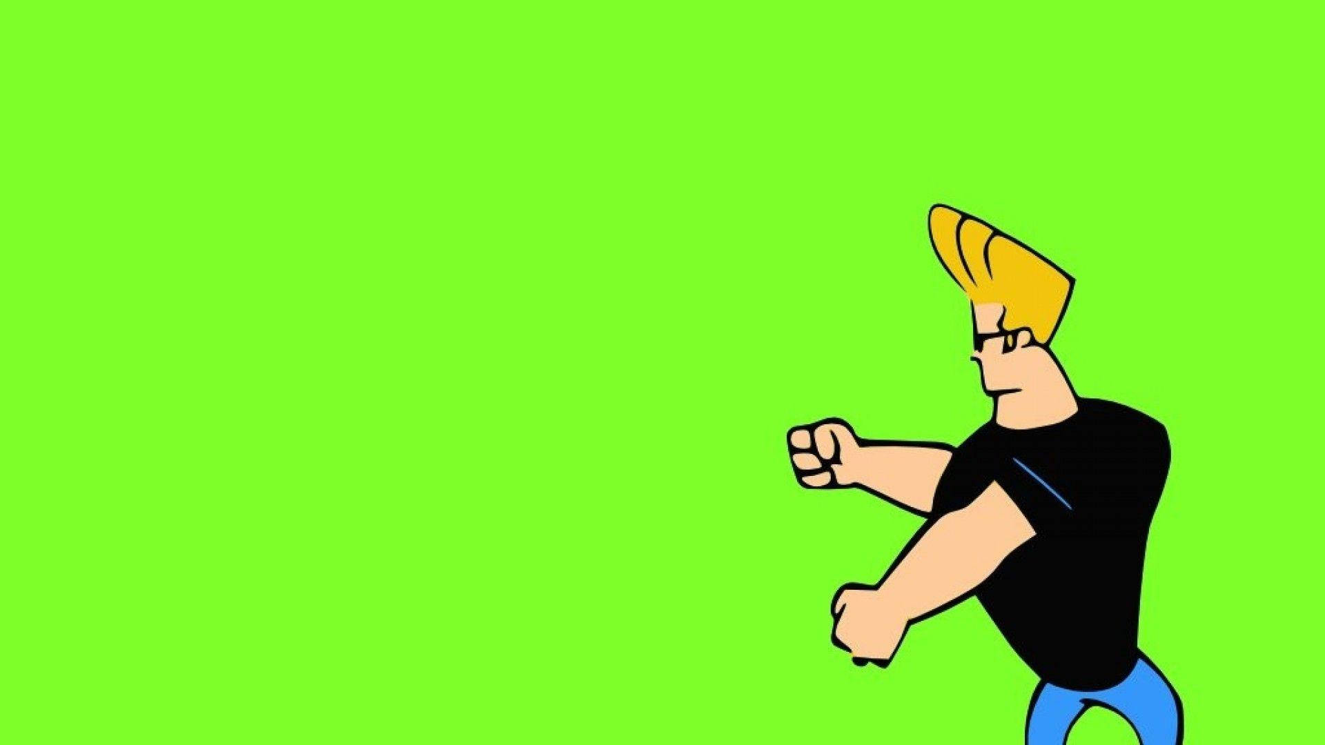 Johnny Bravo, neon green, spiky blonde hair, Full HD Desktop Wallpaper