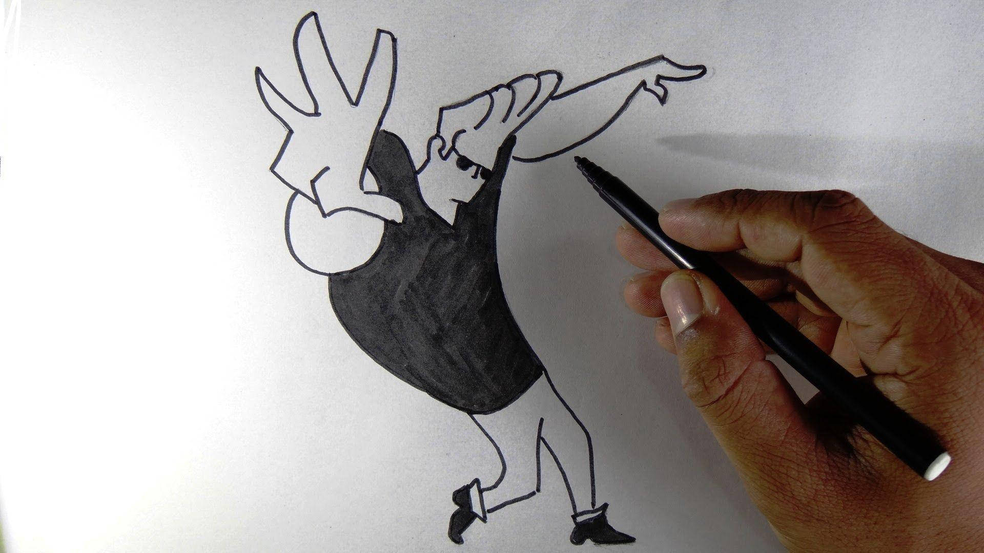 Johnny Bravo, black pen, white paper, Full HD Desktop Wallpaper