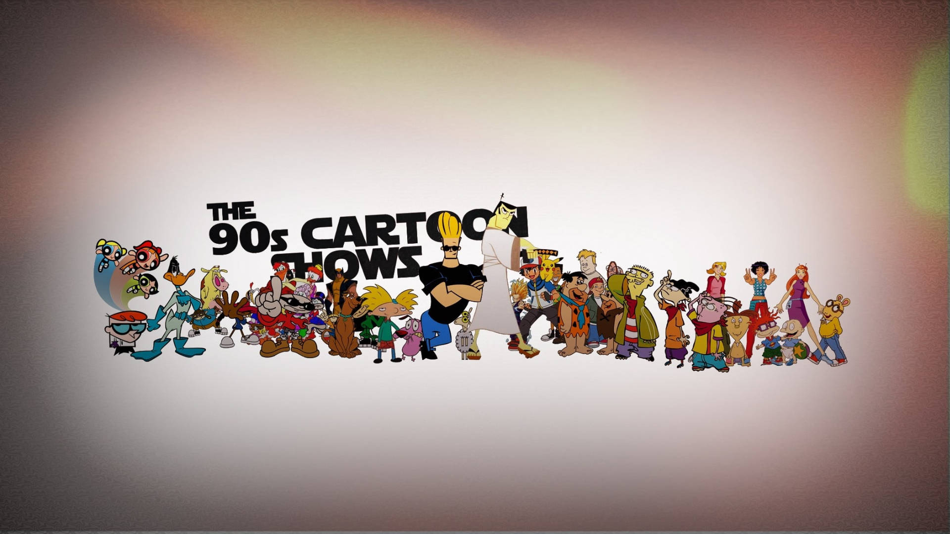 Johnny Bravo, 90s shows, vibrant lineup, Full HD Desktop Wallpaper