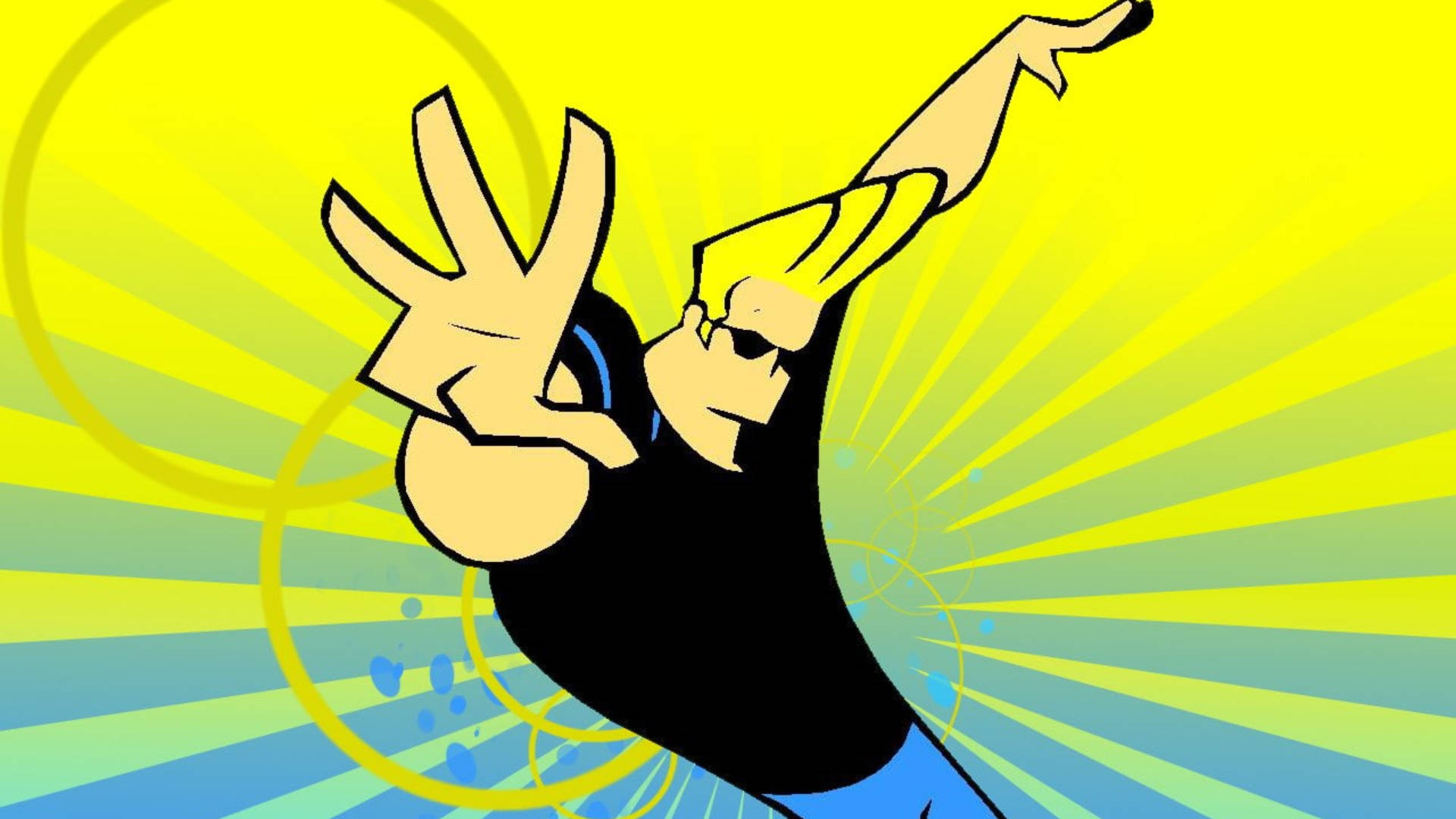 Johnny Bravo, yellow, blue, Full HD Desktop Wallpaper