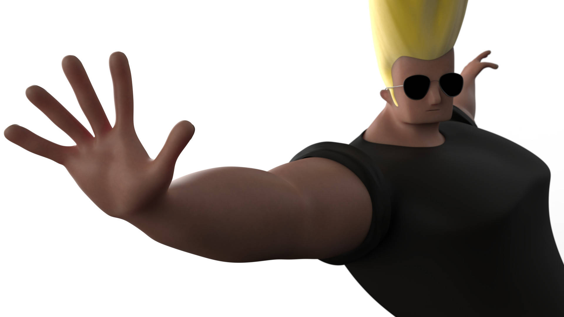 Johnny Bravo, muscular 3d-rendered character, tall blonde mohawk, Full HD Desktop Wallpaper