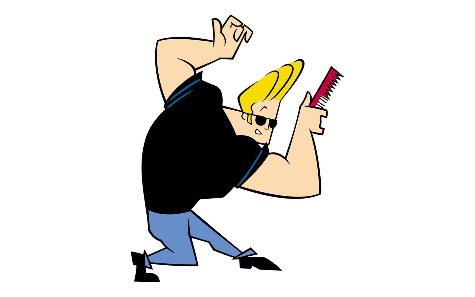 Johnny Bravo, blonde hair, sunglasses, Full HD Desktop Wallpaper