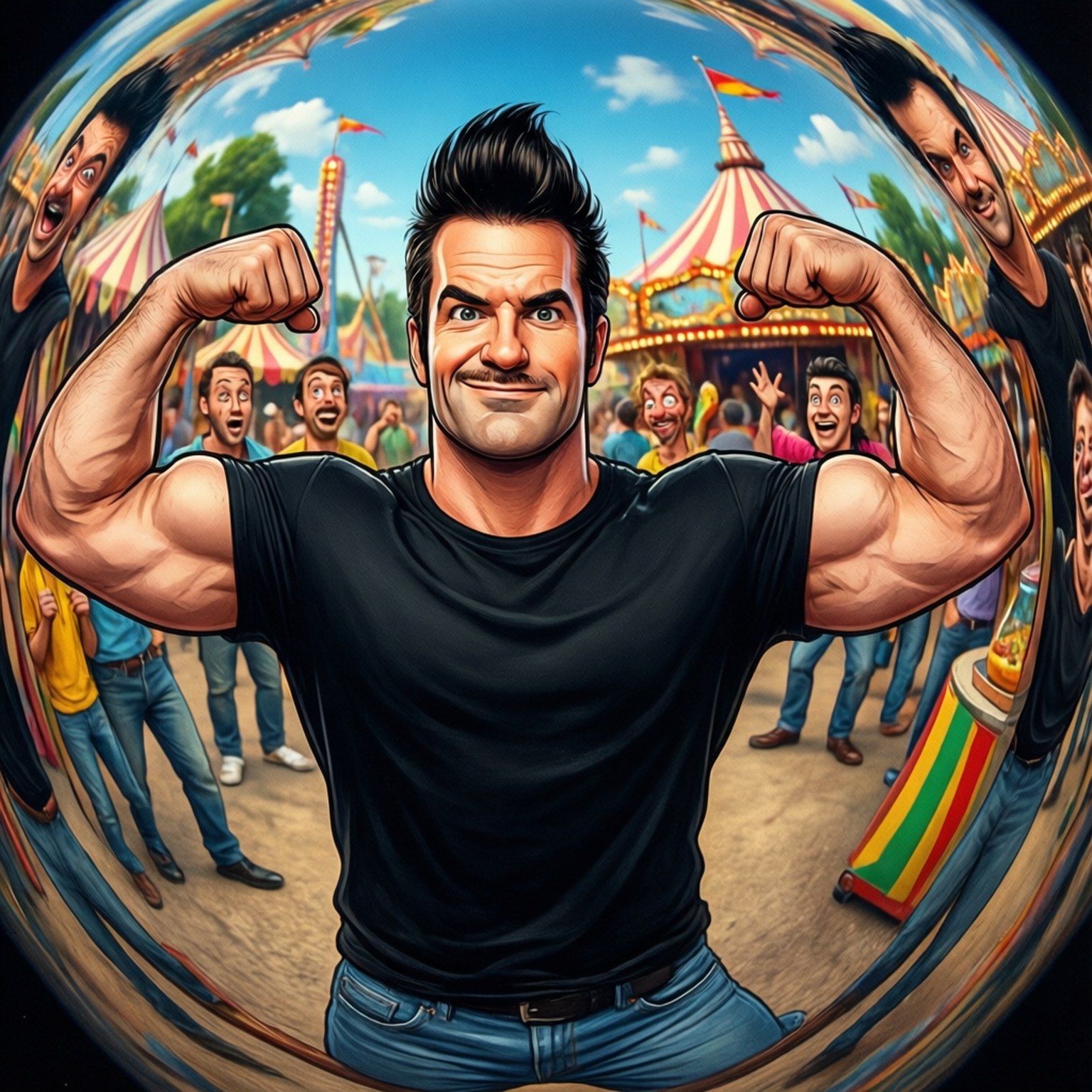 Johnny Bravo, funhouse, fisheye lens, HD Desktop Wallpaper