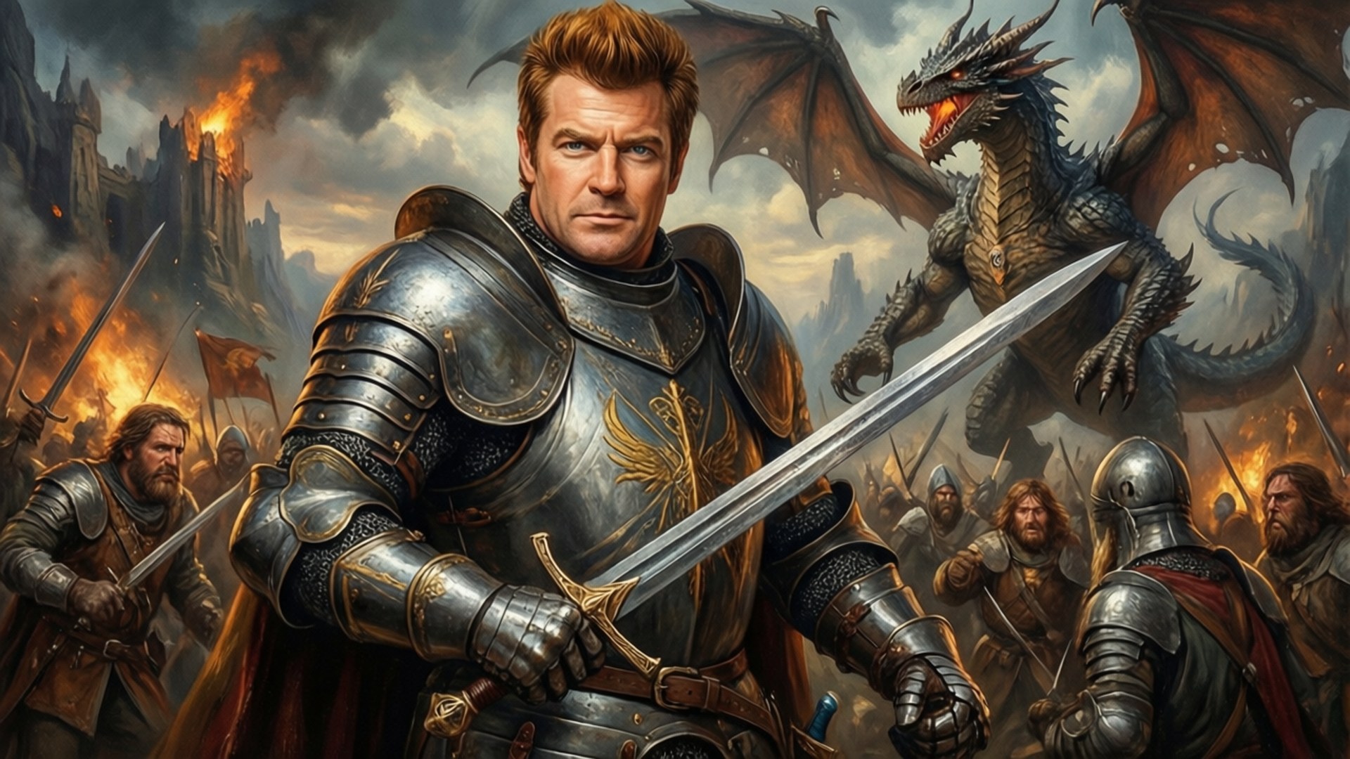 Johnny Bravo, knight, silver armor, Full HD Desktop Wallpaper