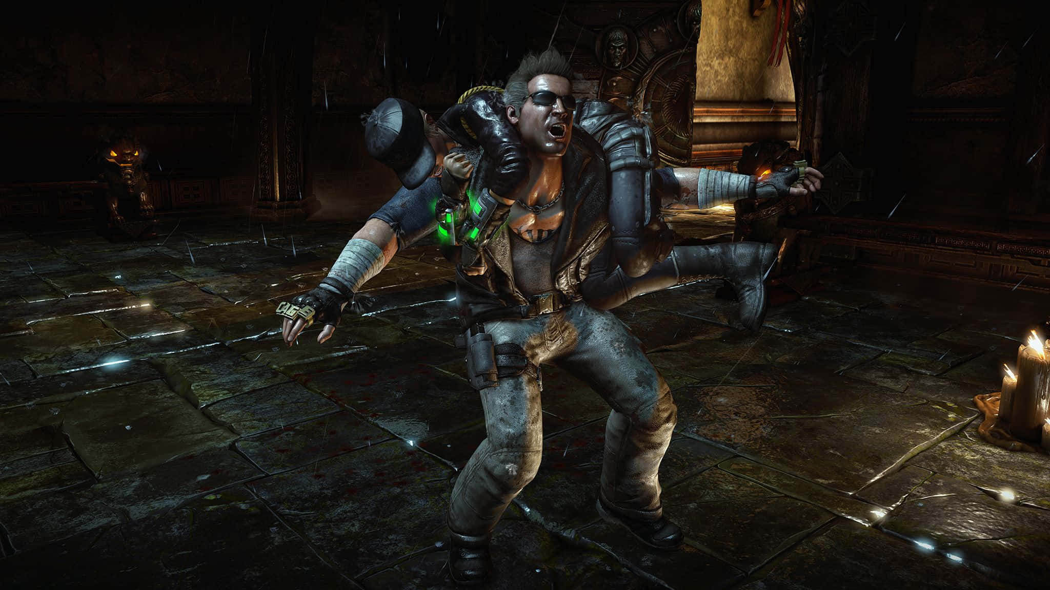 Johnny Cage, leather and armor, glowing weapon, Full HD Desktop Wallpaper