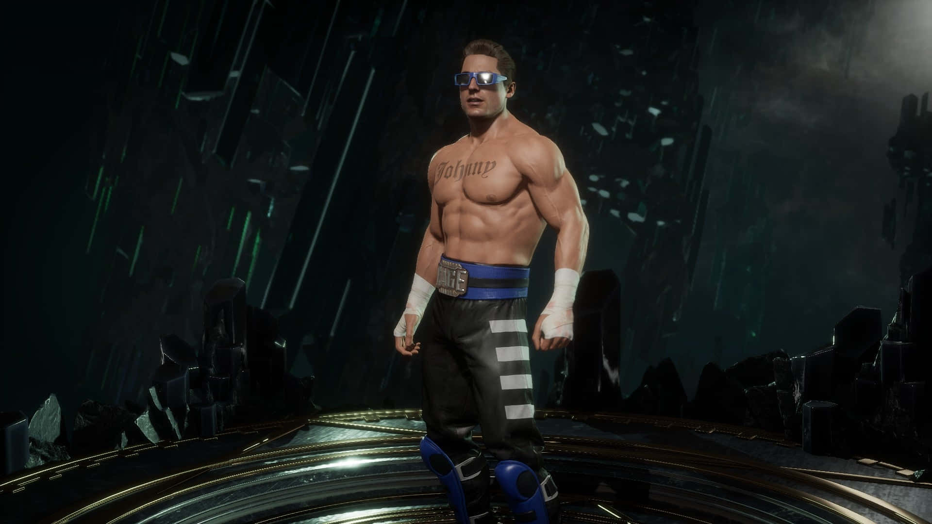Johnny Cage, sunglasses, striped pants, Full HD Desktop Wallpaper