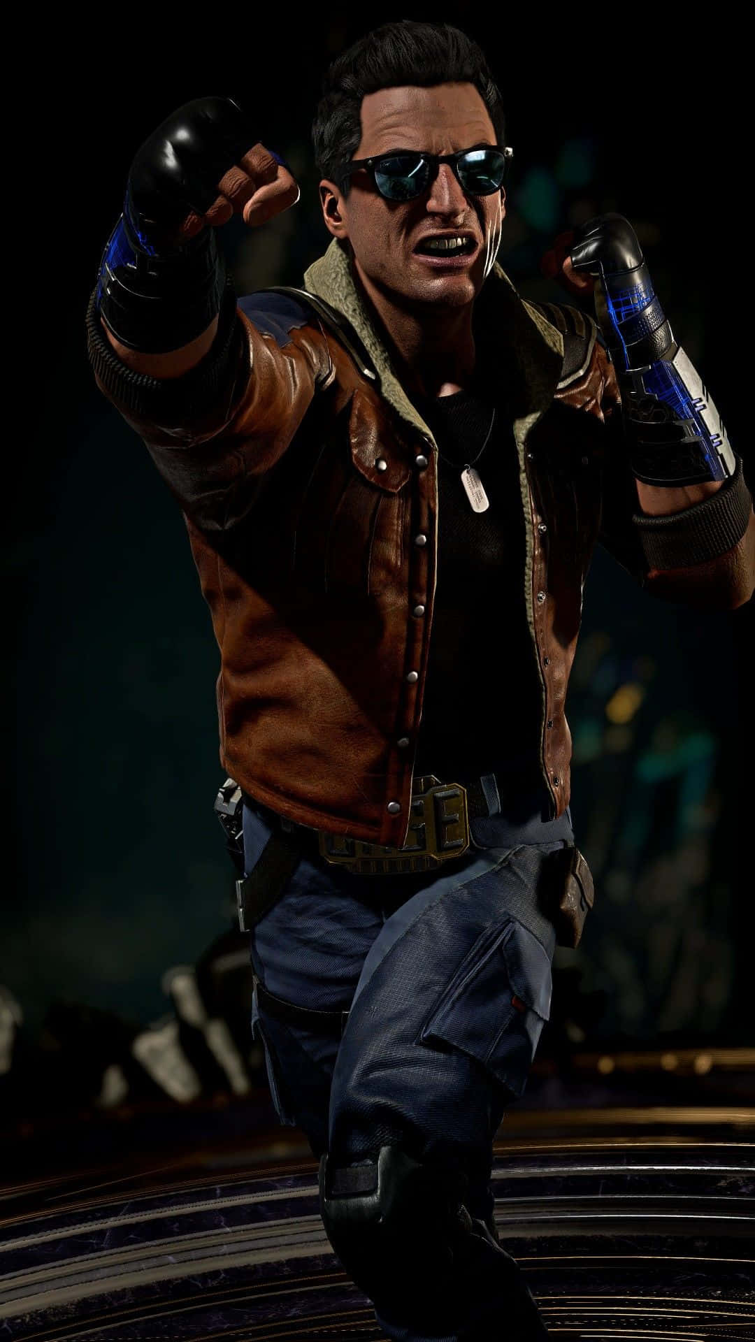 Johnny Cage, brown leather jacket, sunglasses, Full HD Phone Wallpaper
