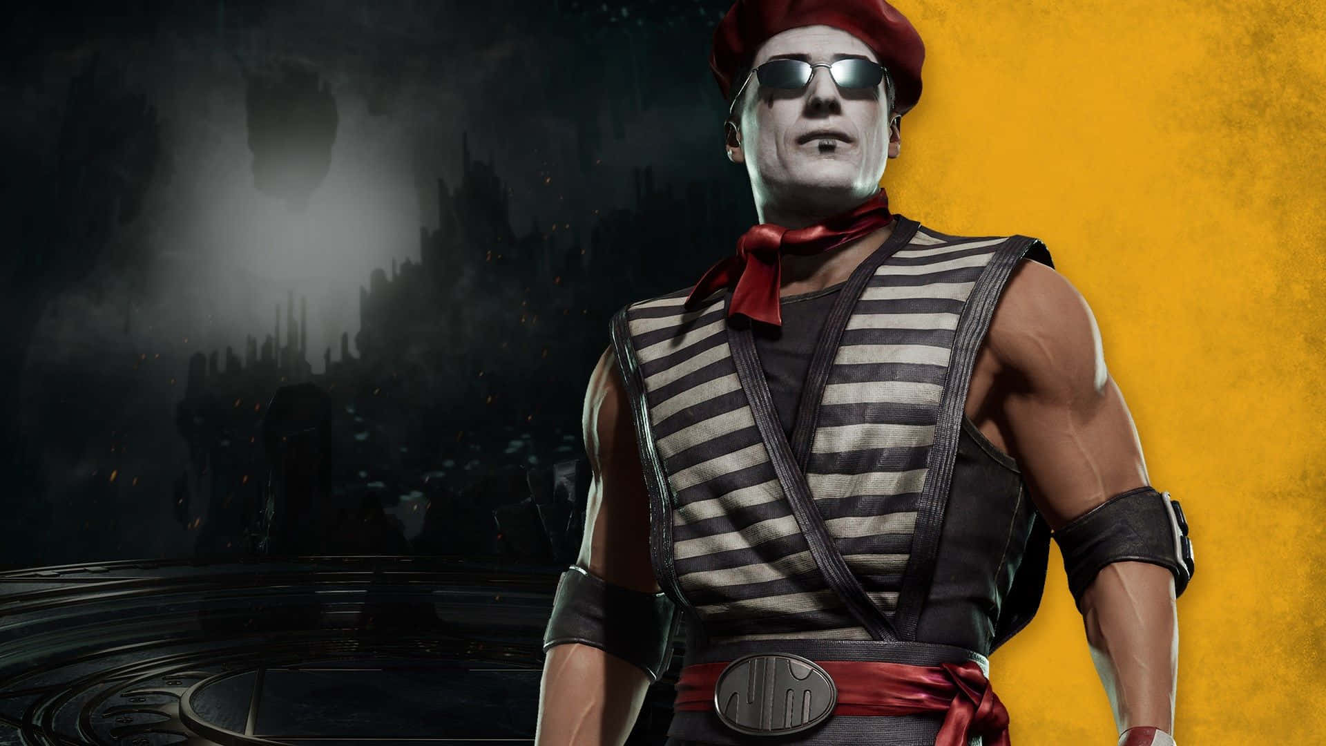 Johnny Cage, red beret, striped vest, Full HD Desktop Wallpaper