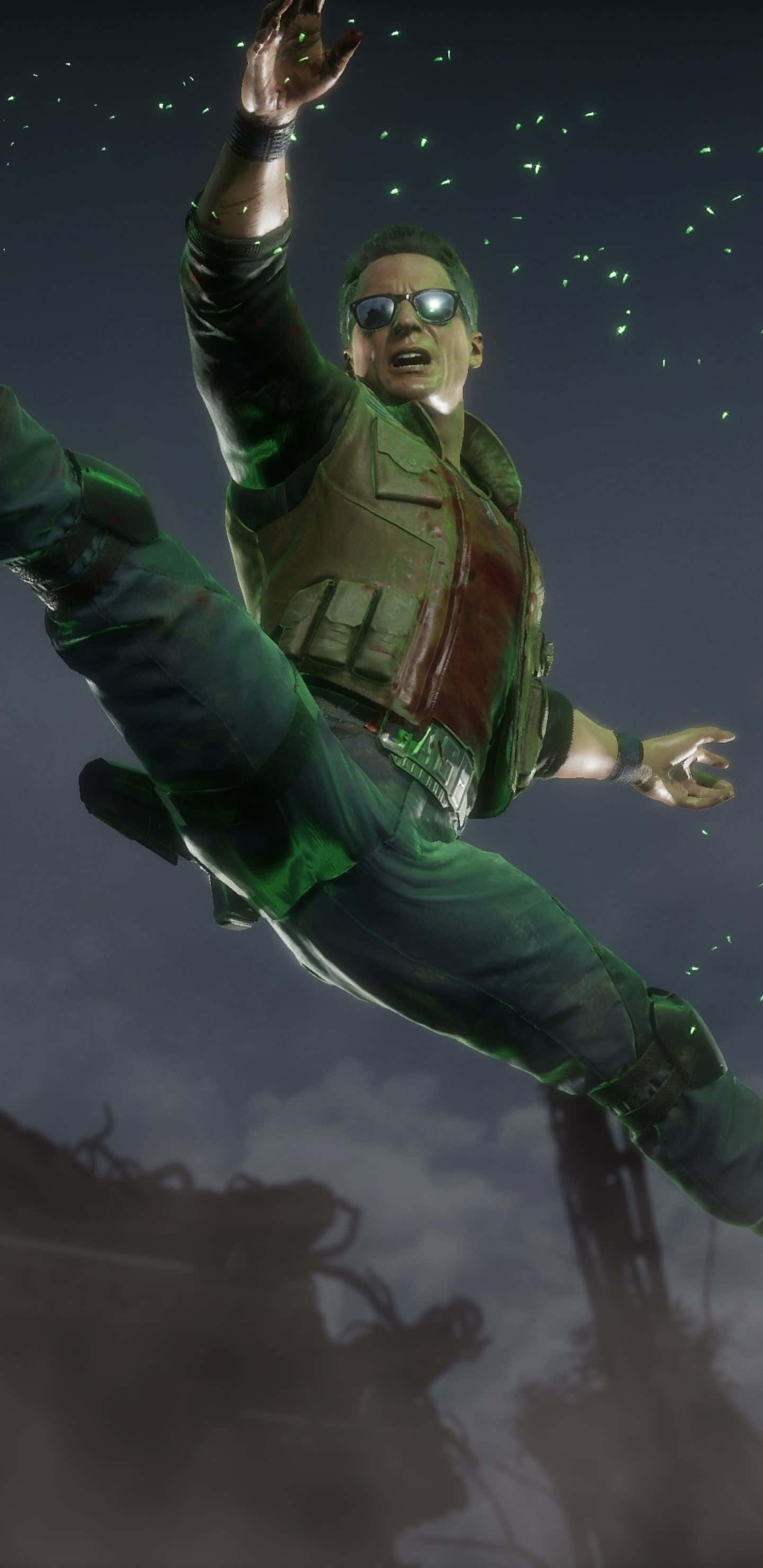 Johnny Cage, green tactical gear, sunglasses, 2K Phone Wallpaper