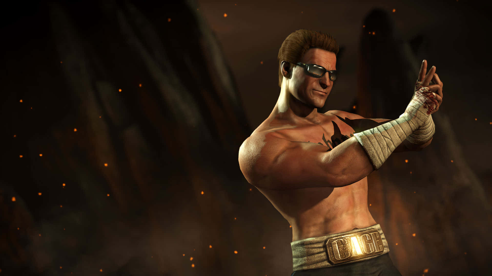 Johnny Cage, sunglasses, bandaged fists, Full HD Desktop Wallpaper