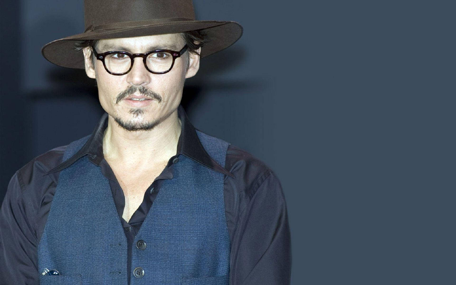 Johnny Depp, brown fedora, round glasses, Full HD Desktop Wallpaper