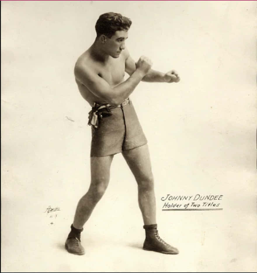 Johnny Dundee, boxing poster, vintage sepia-toned studio portrait, SD Phone Wallpaper