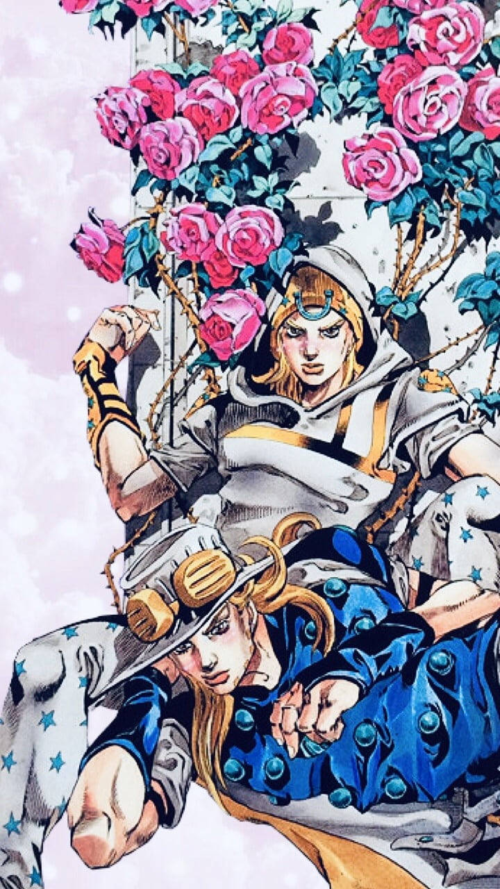 Johnny Joestar, pink rose, anime characters, HD Phone Wallpaper
