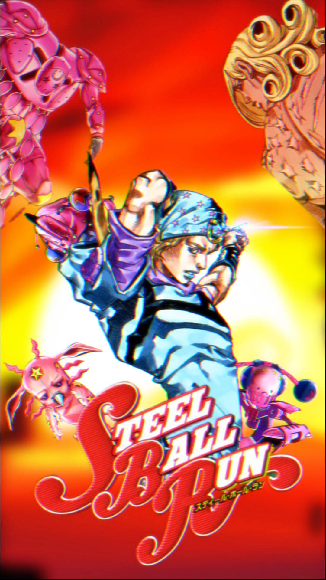 Johnny Joestar, intense orange, blue and purple, HD Phone Wallpaper