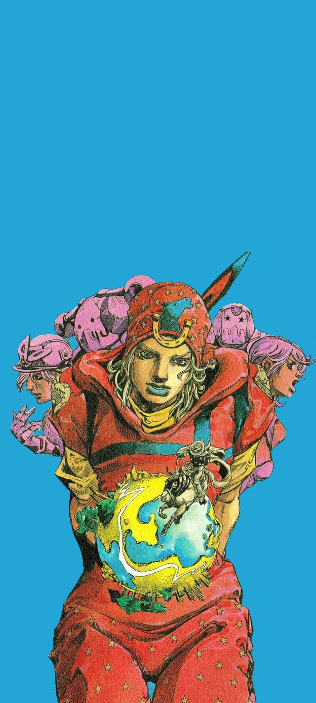 Johnny Joestar, red armor, globe, Full HD Phone Wallpaper
