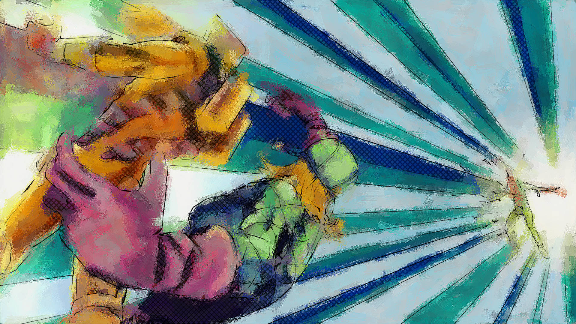 Johnny Joestar, anime-style fighters, explosive energy beams, Full HD Desktop Wallpaper