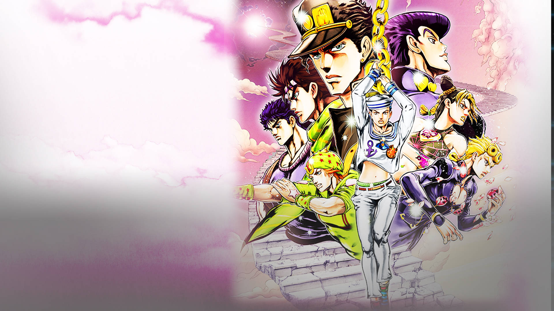 Johnny Joestar, Pink Clouds, vibrant colors, Full HD Desktop Wallpaper