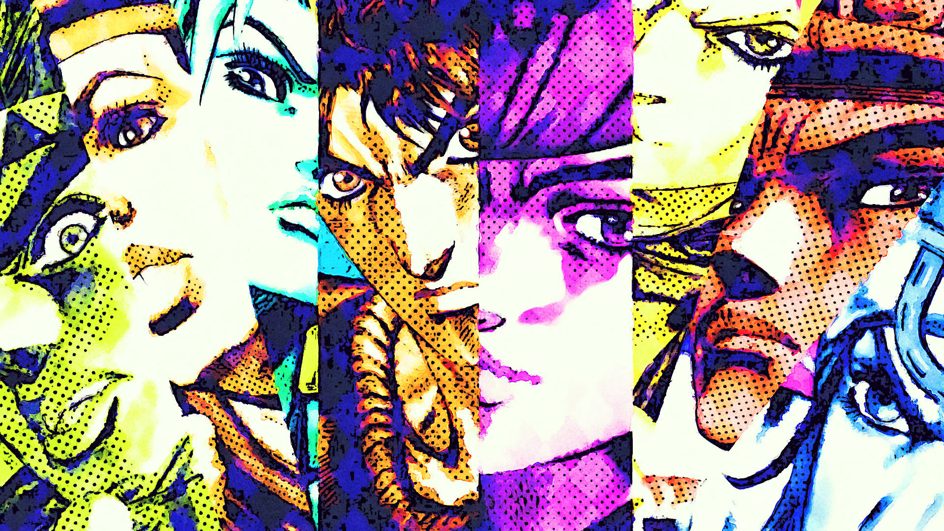Johnny Joestar, colored manga panels, vibrant comic-style portraits, Full HD Desktop Wallpaper