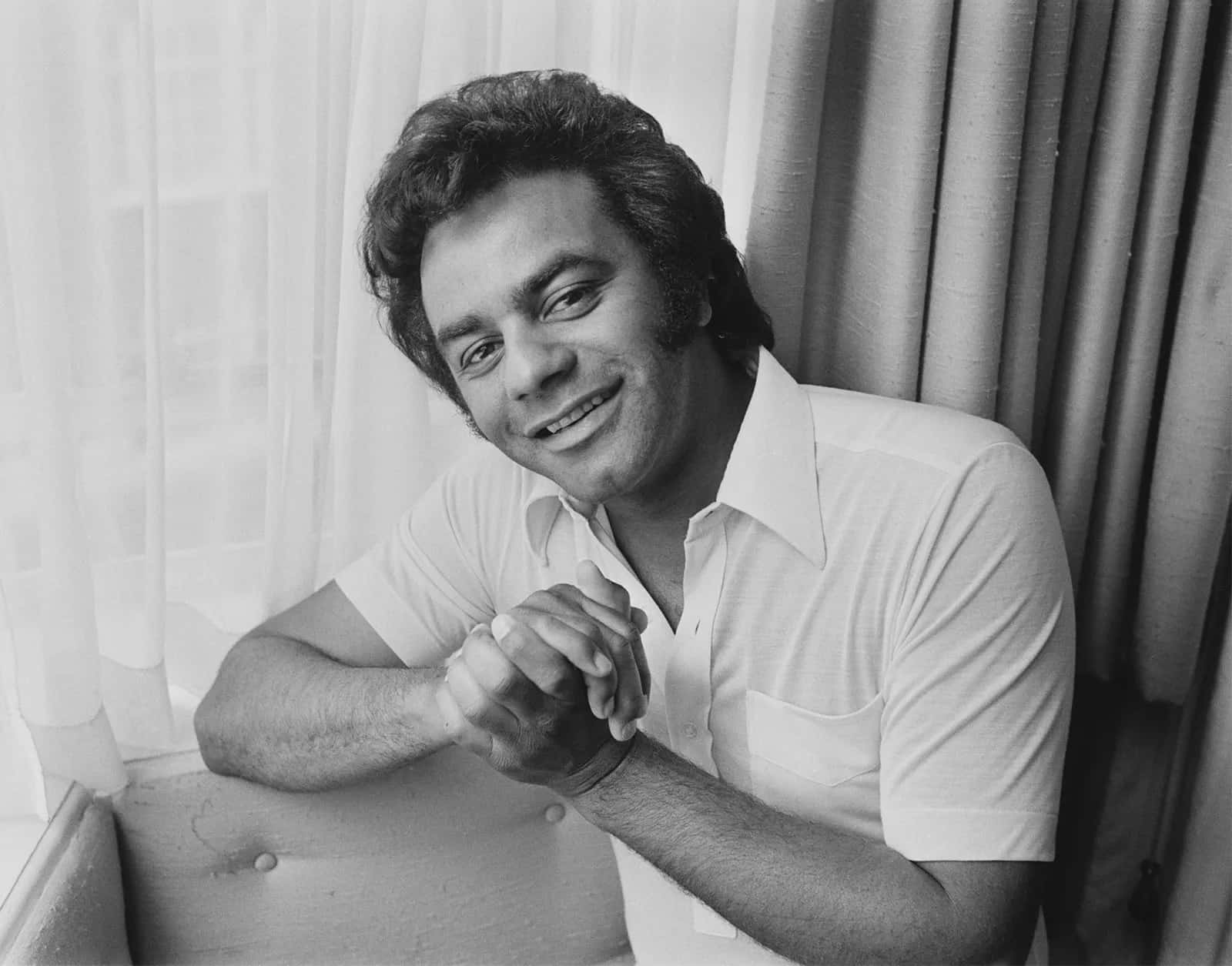 Johnny Mathis, smiling portrait, dark curly hair, HD Desktop Wallpaper