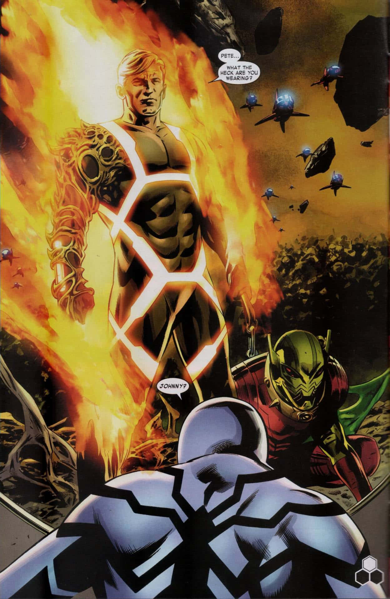 Johnny Storm, flame, comic panel, Full HD Phone Wallpaper