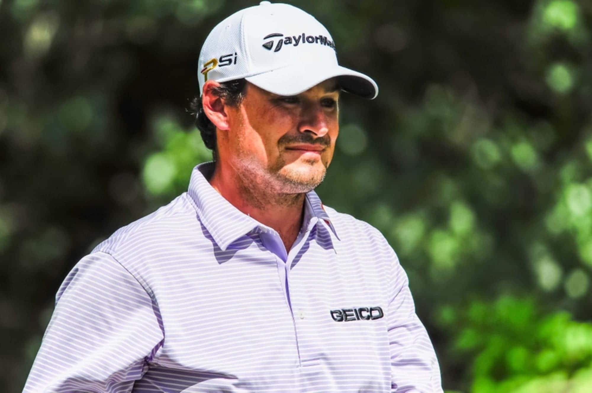 Johnson Wagner, white cap, striped polo shirt, Full HD Desktop Wallpaper
