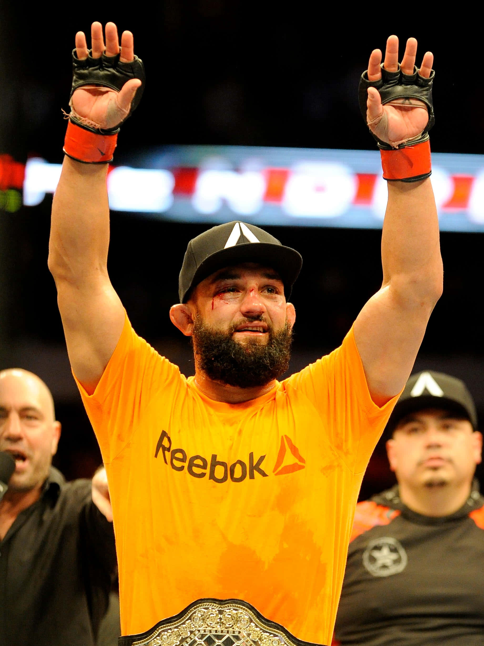 Johny Hendricks, orange Reebok shirt, championship belt, Full HD Phone Wallpaper