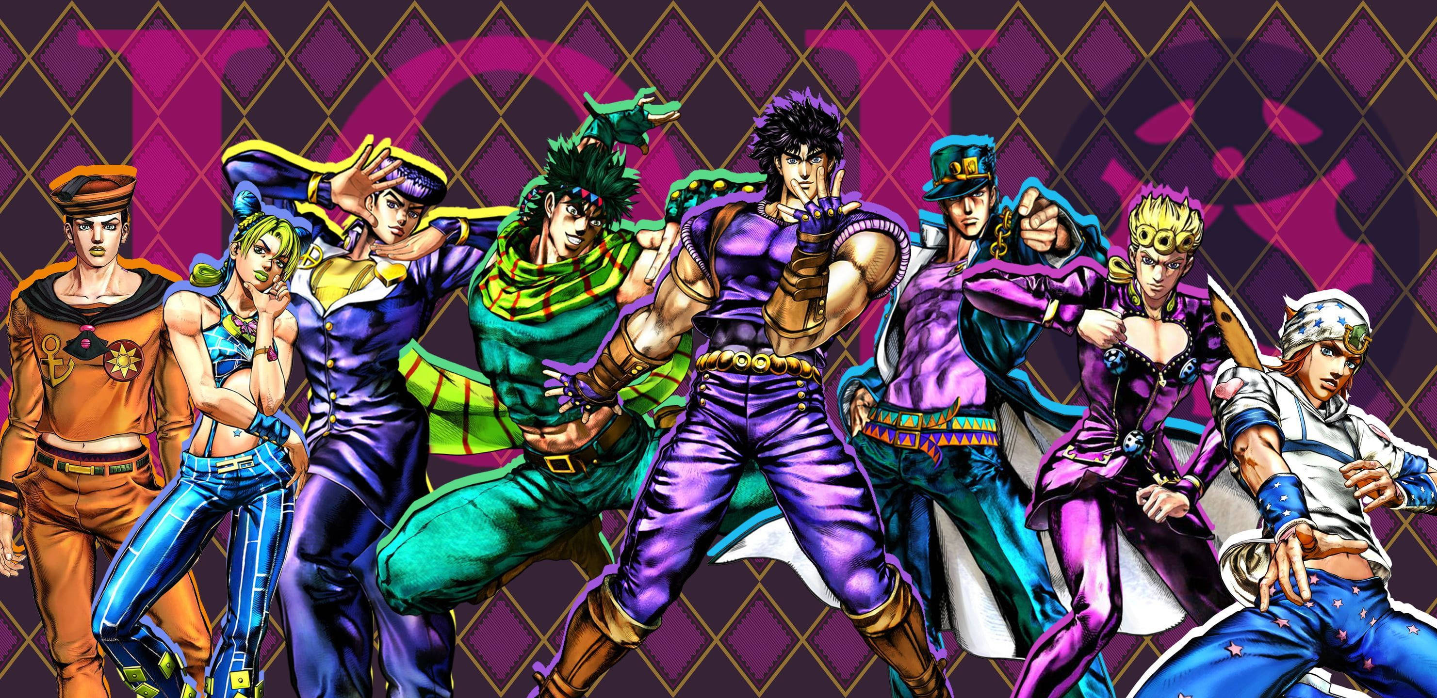 Jojo 4K, flamboyant characters, vibrant anime characters, 2K Desktop Wallpaper