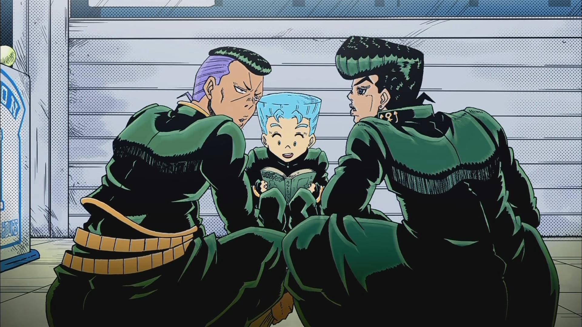 Jojo 4K, green school uniform, anime characters, Full HD Desktop Wallpaper