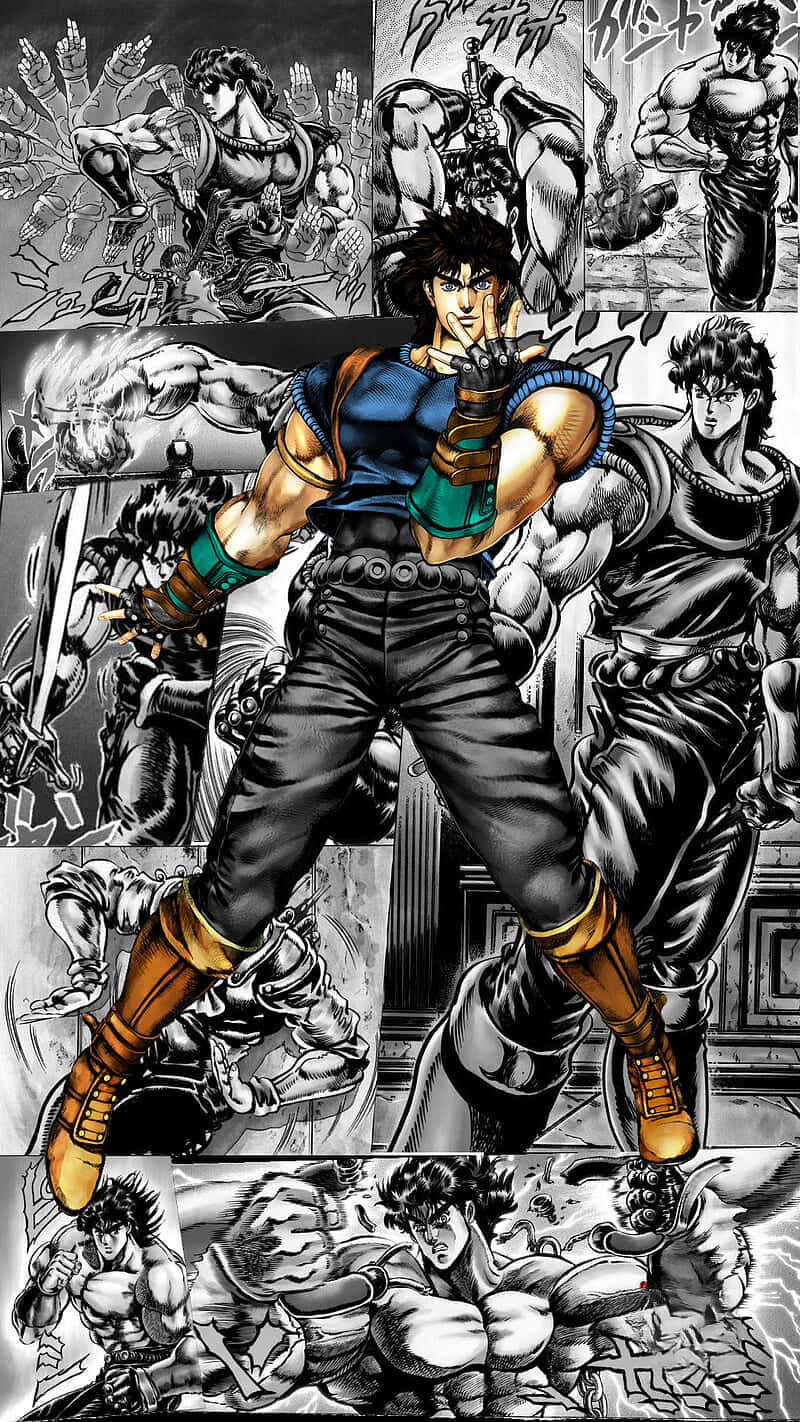 Jojo Pose, manga collage, muscular hero, HD Phone Wallpaper