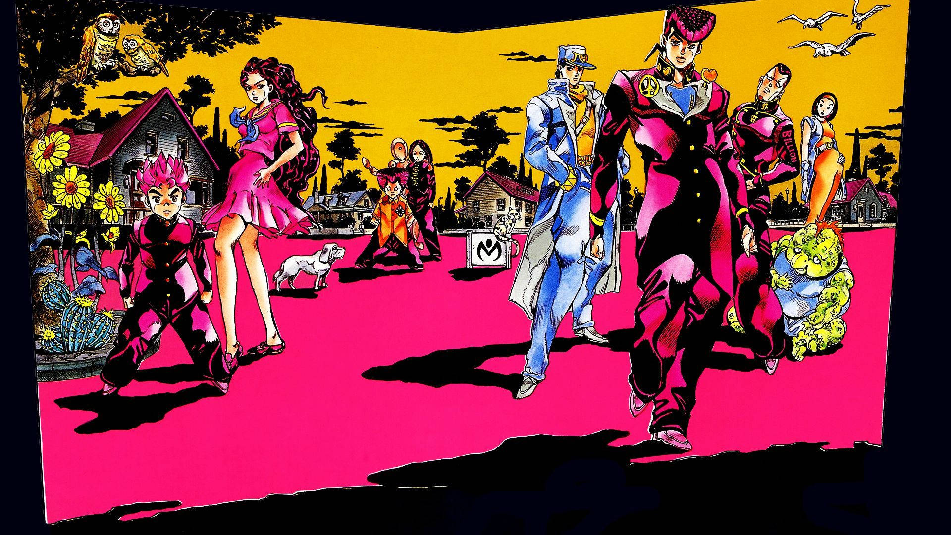 vaporwave, Jojo, pink street, Full HD Desktop Wallpaper