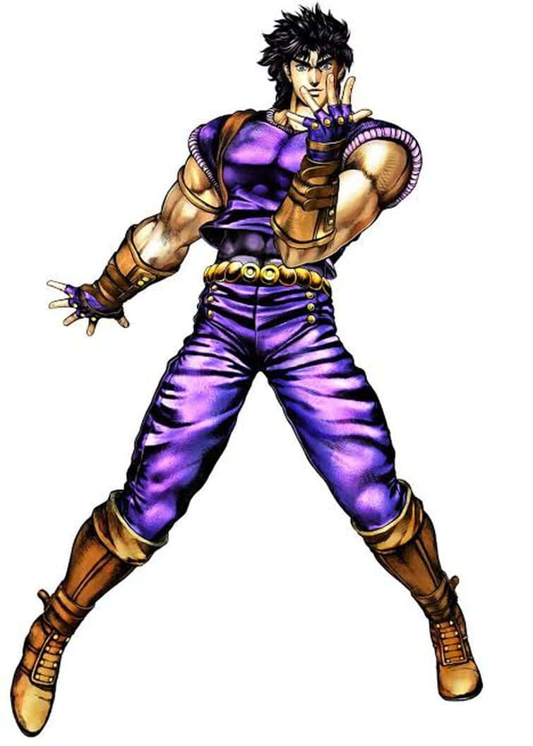 Jojo Pose, purple outfit, brown gear, SD Phone Wallpaper