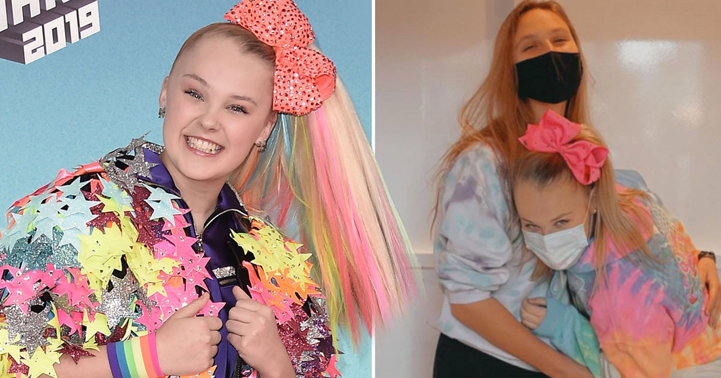 Jojo Siwa, star-covered jacket, rainbow hair, Full HD Desktop Wallpaper
