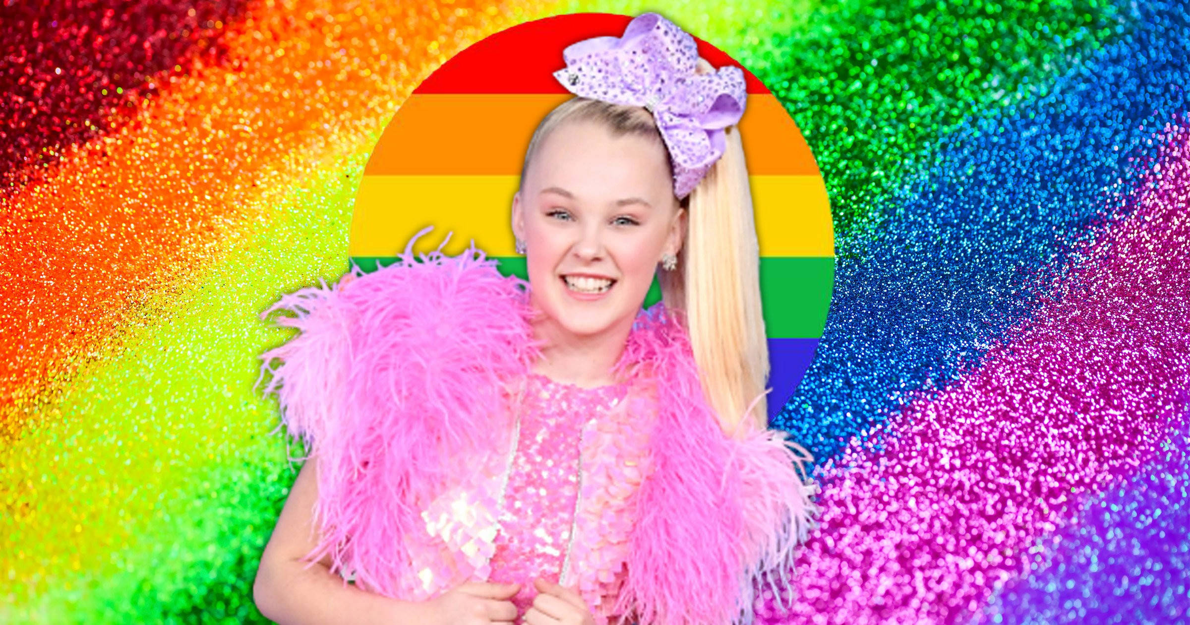 Jojo Siwa, giant purple bow, pink feathered outfit, Full HD Desktop Wallpaper