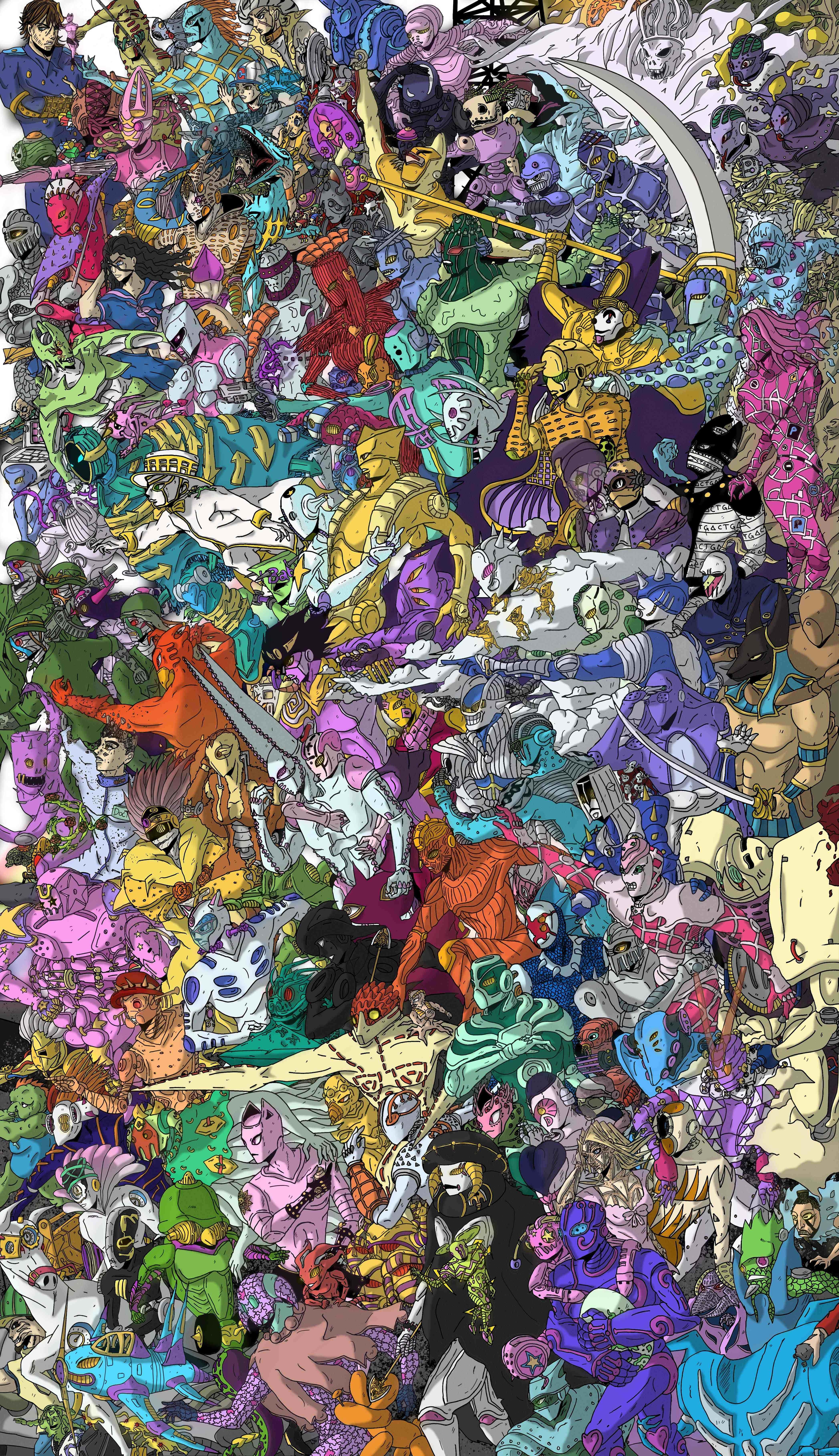 Jojo Stands, anime characters, dynamic poses, 5K Phone Wallpaper