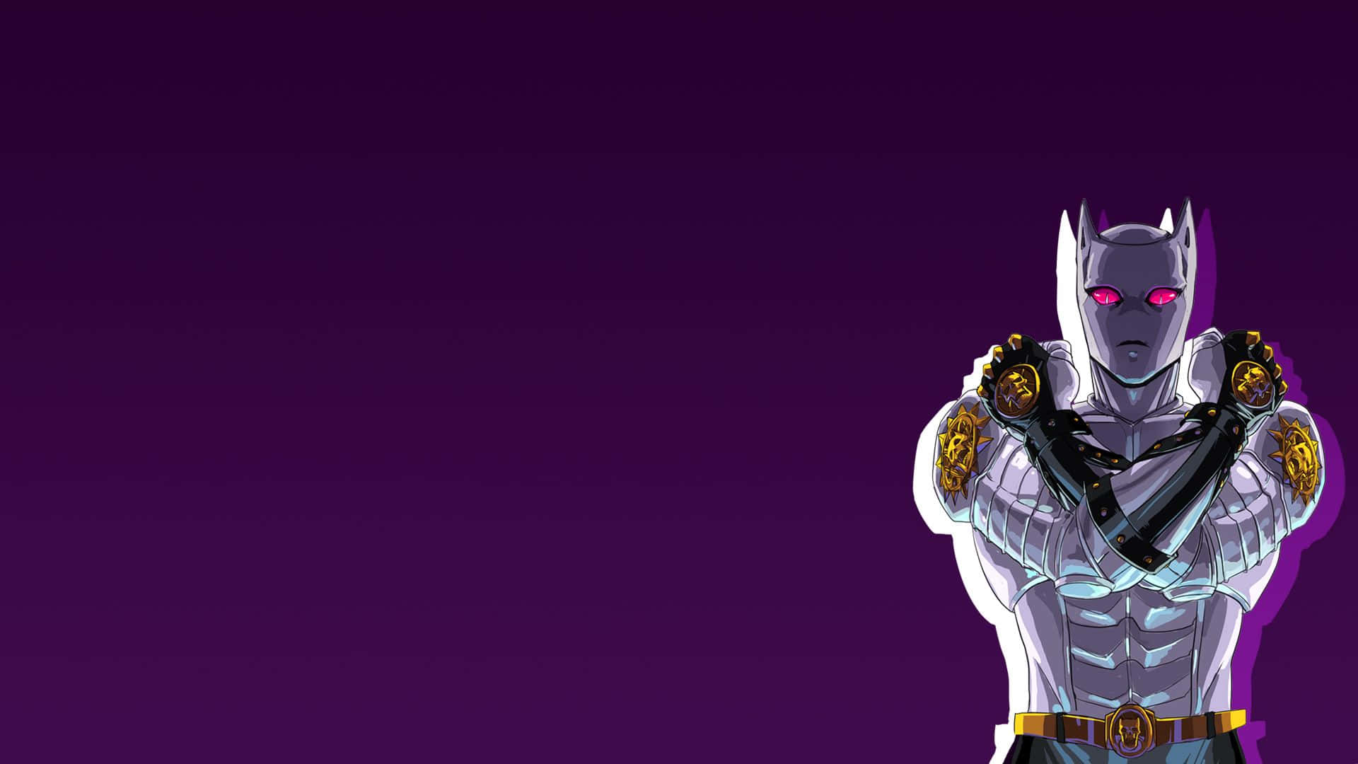 Jojo Stands, glowing pink eyes, silver armor, Full HD Desktop Wallpaper