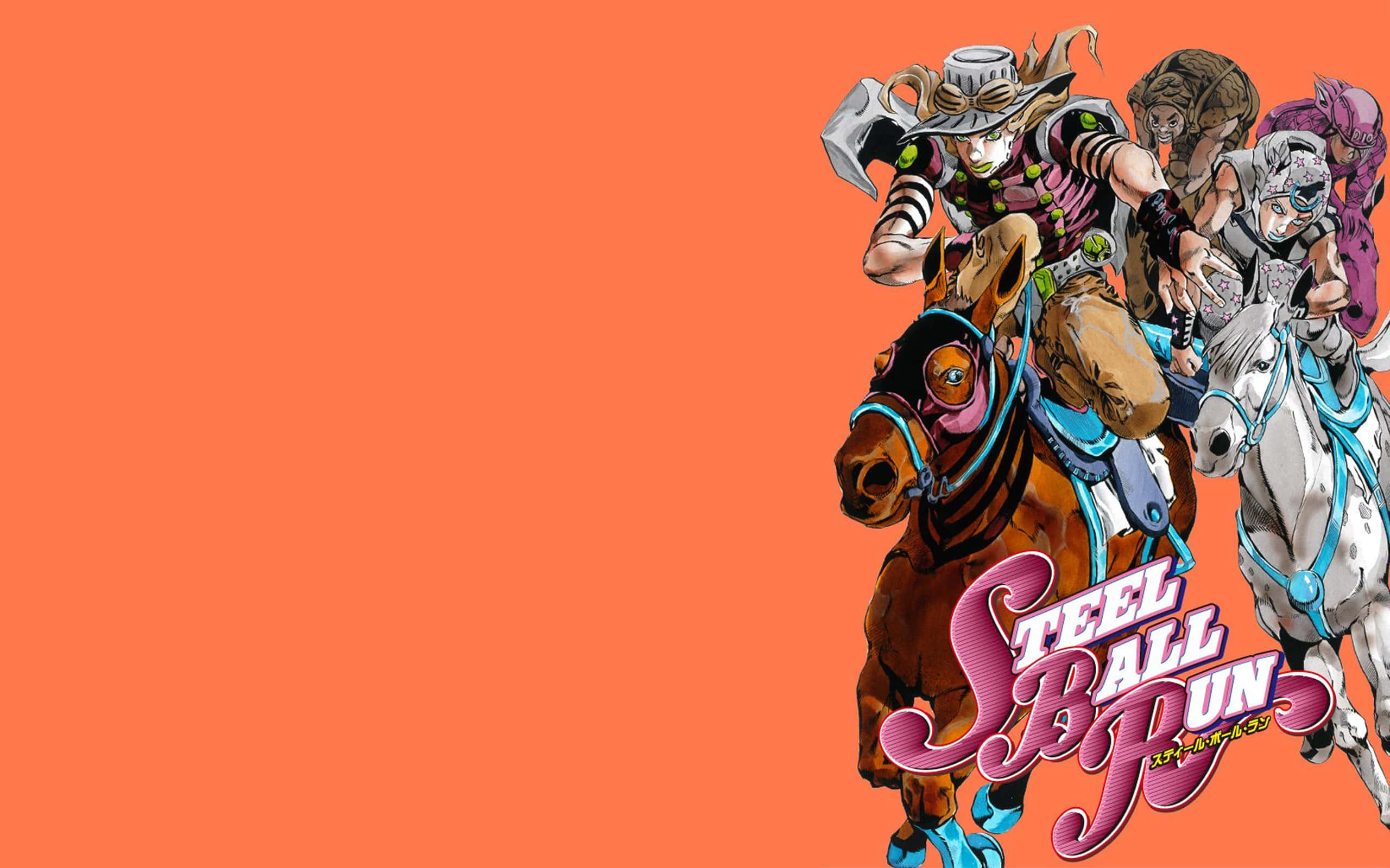 Jojo Steel Ball Run, Steel Ball Run, orange background, 2K Desktop Wallpaper