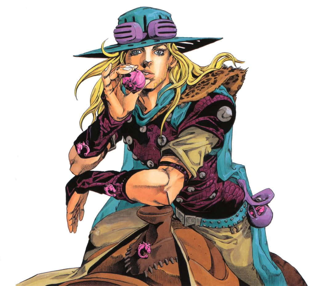 Jojo Steel Ball Run, blonde anime character, teal hat, SD Desktop Wallpaper