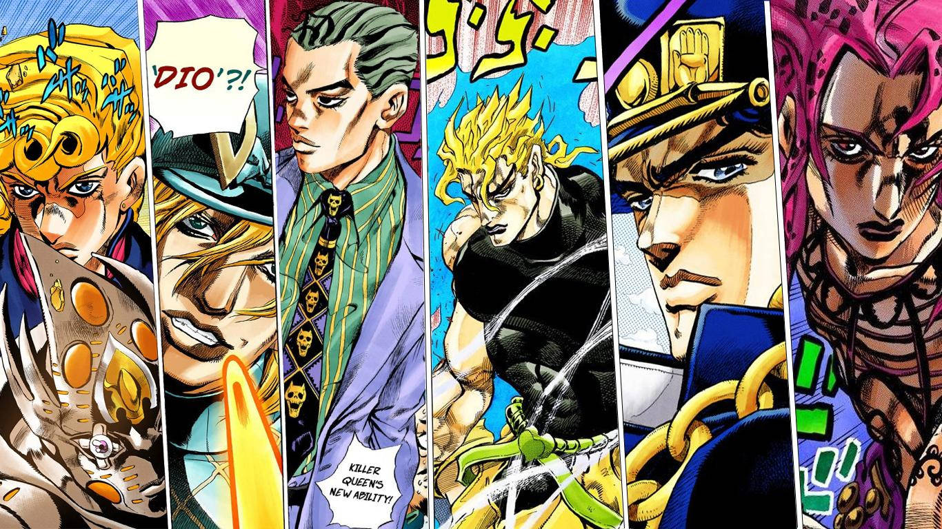 Jojo, manga panel collage, anime characters, HD Desktop Wallpaper