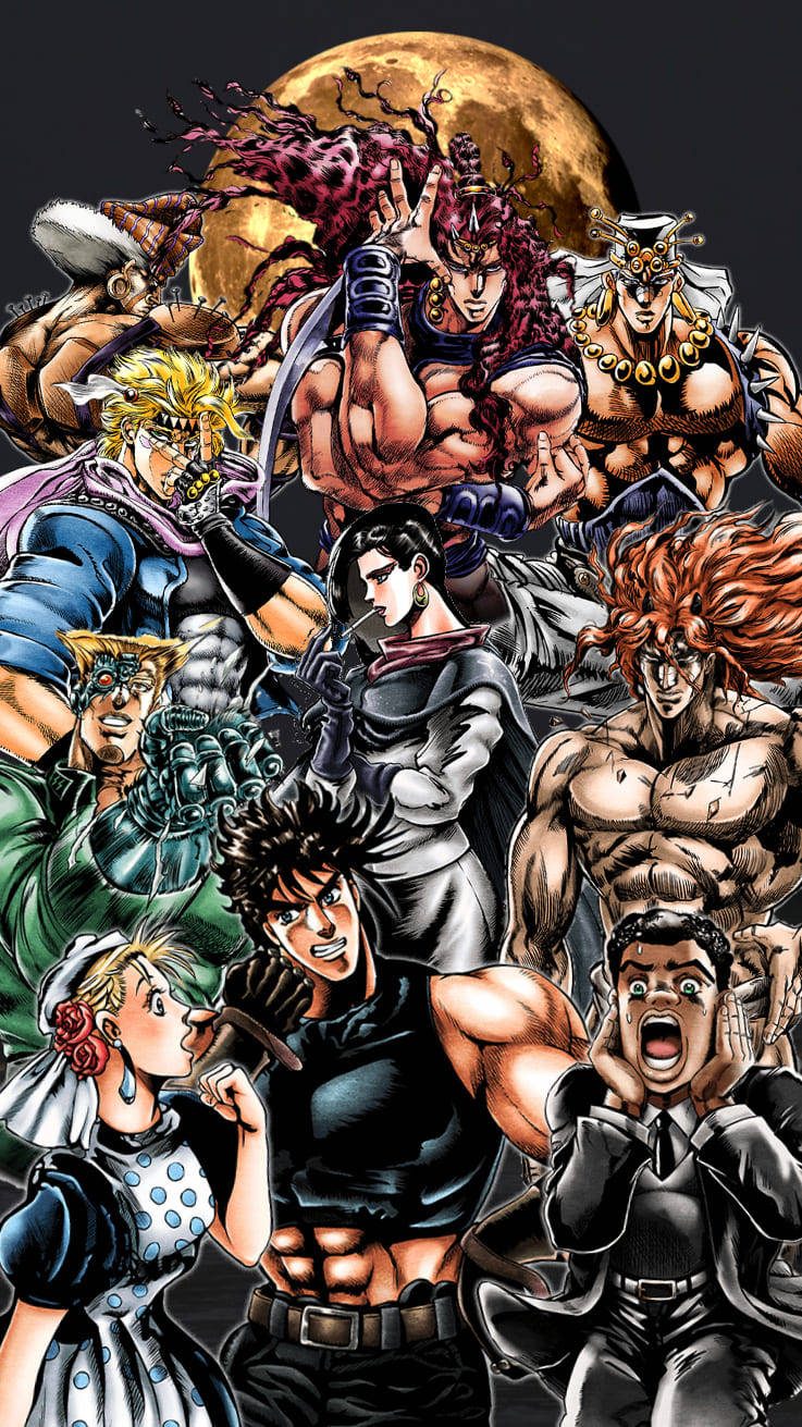 Jojos Bizarre Adventure, anime characters, exaggerated musculature, HD Phone Wallpaper