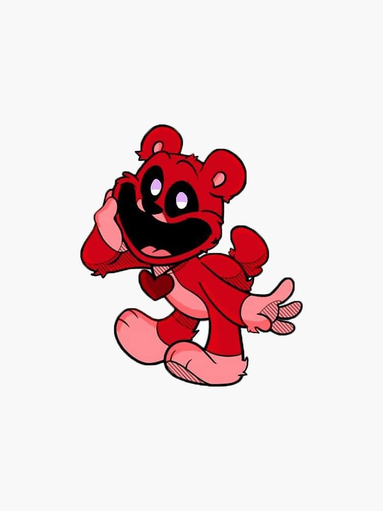 red cartoon bear, purple eyes, wide grin, SD Phone Wallpaper