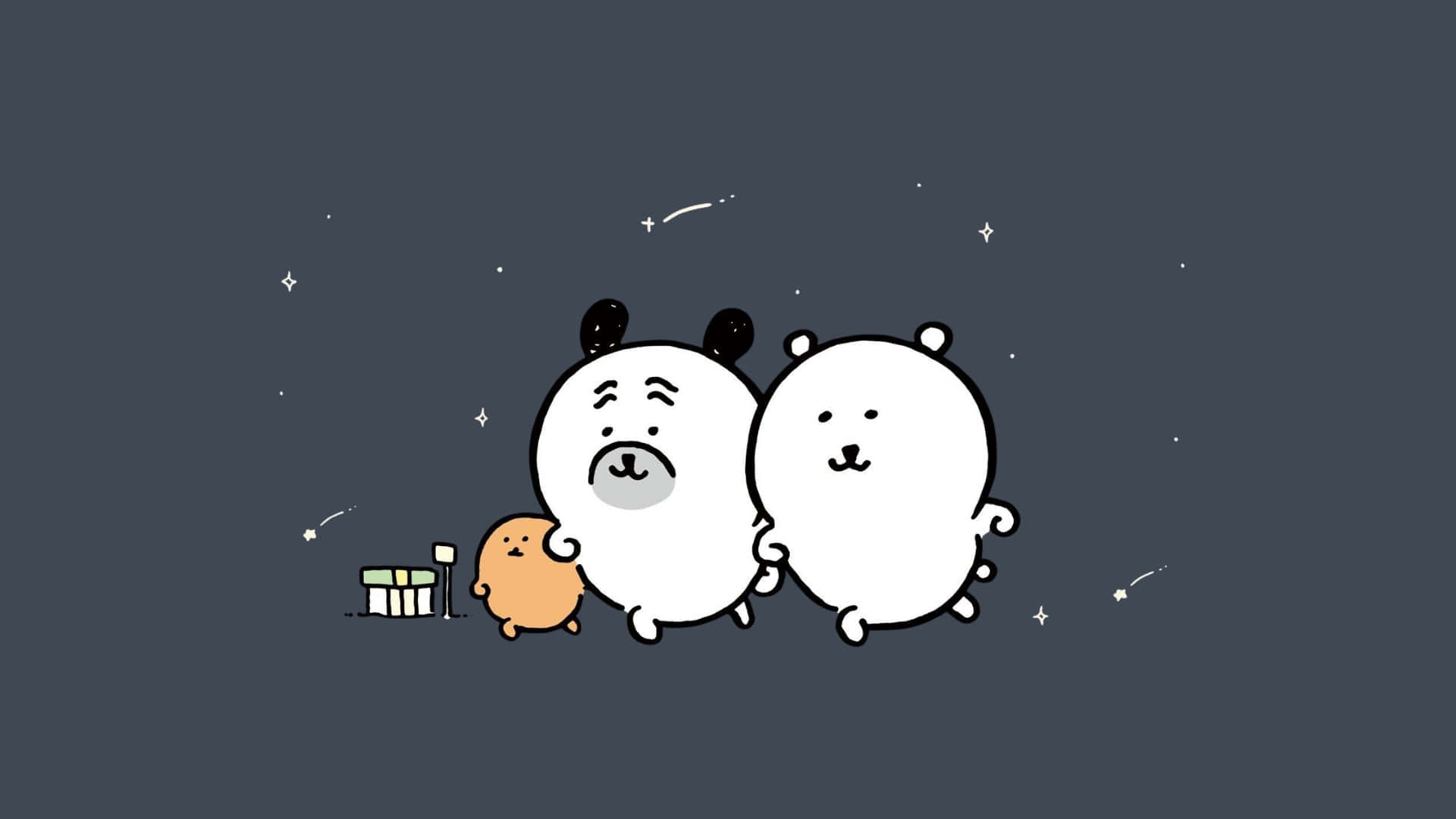 Joke Bear, white cartoon bears, small orange creature, Full HD Desktop Wallpaper