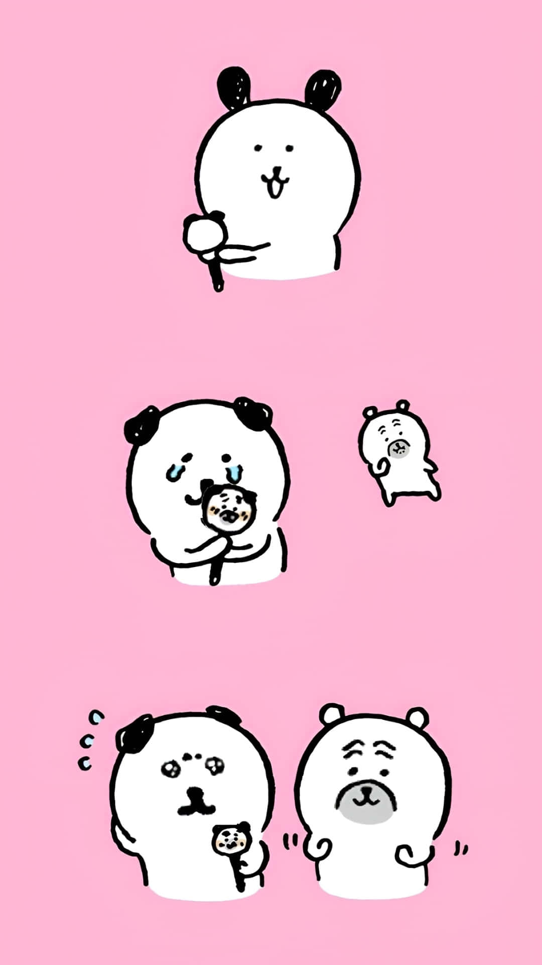 Joke Bear, cartoon pandas, vertical strip, Full HD Phone Wallpaper