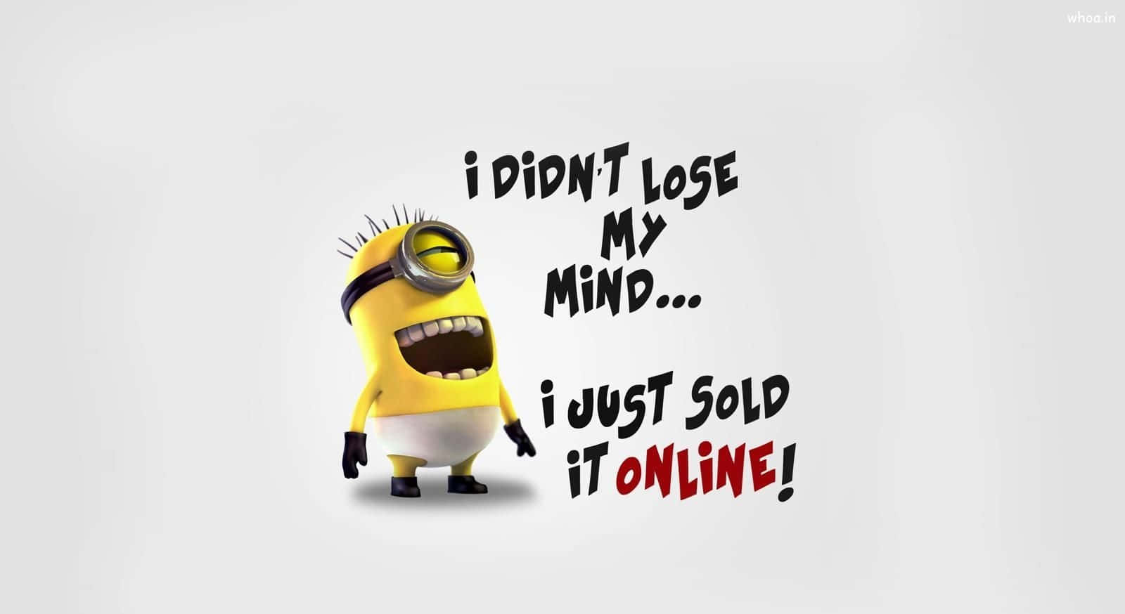 yellow Minion, one eye, bold text, HD Desktop Wallpaper