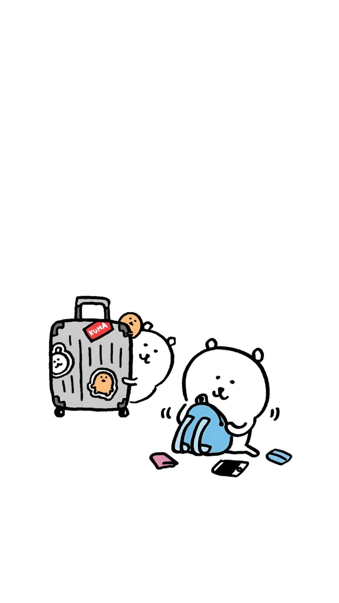 Joke Bear, white cartoon bears, gray suitcase, Full HD Phone Wallpaper