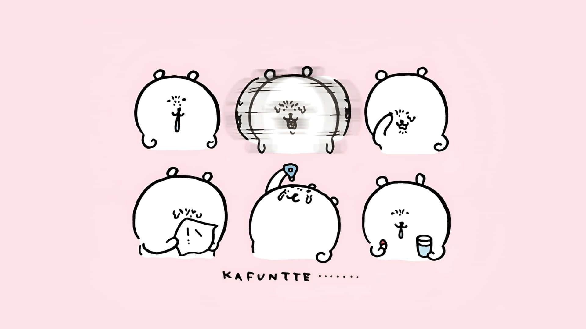 Joke Bear, minimalist white cartoon bears, simple black line art expressions, Full HD Desktop Wallpaper