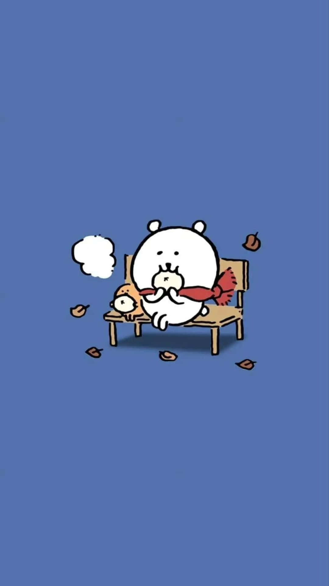 Joke Bear, white cartoon bear, red scarf, Full HD Phone Wallpaper