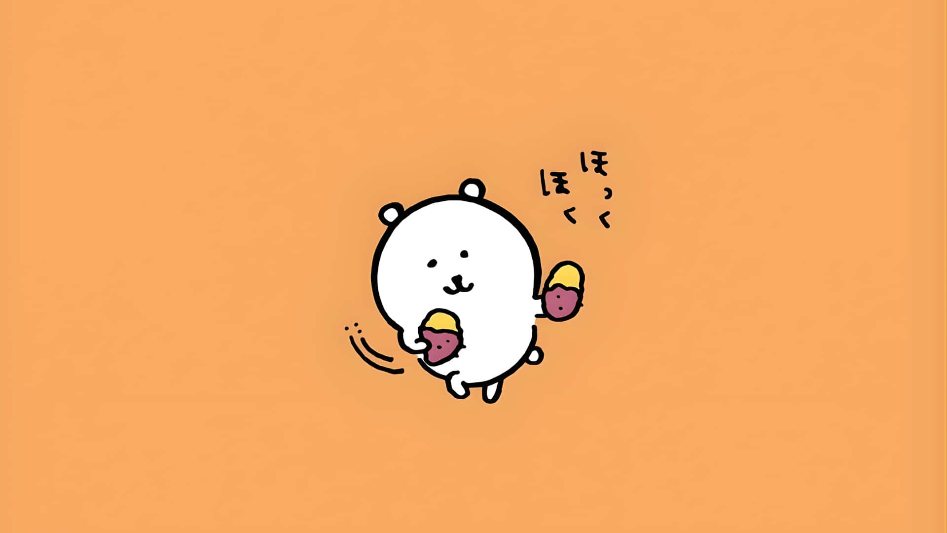 Joke Bear, white cartoon bear, black outlines, Full HD Desktop Wallpaper