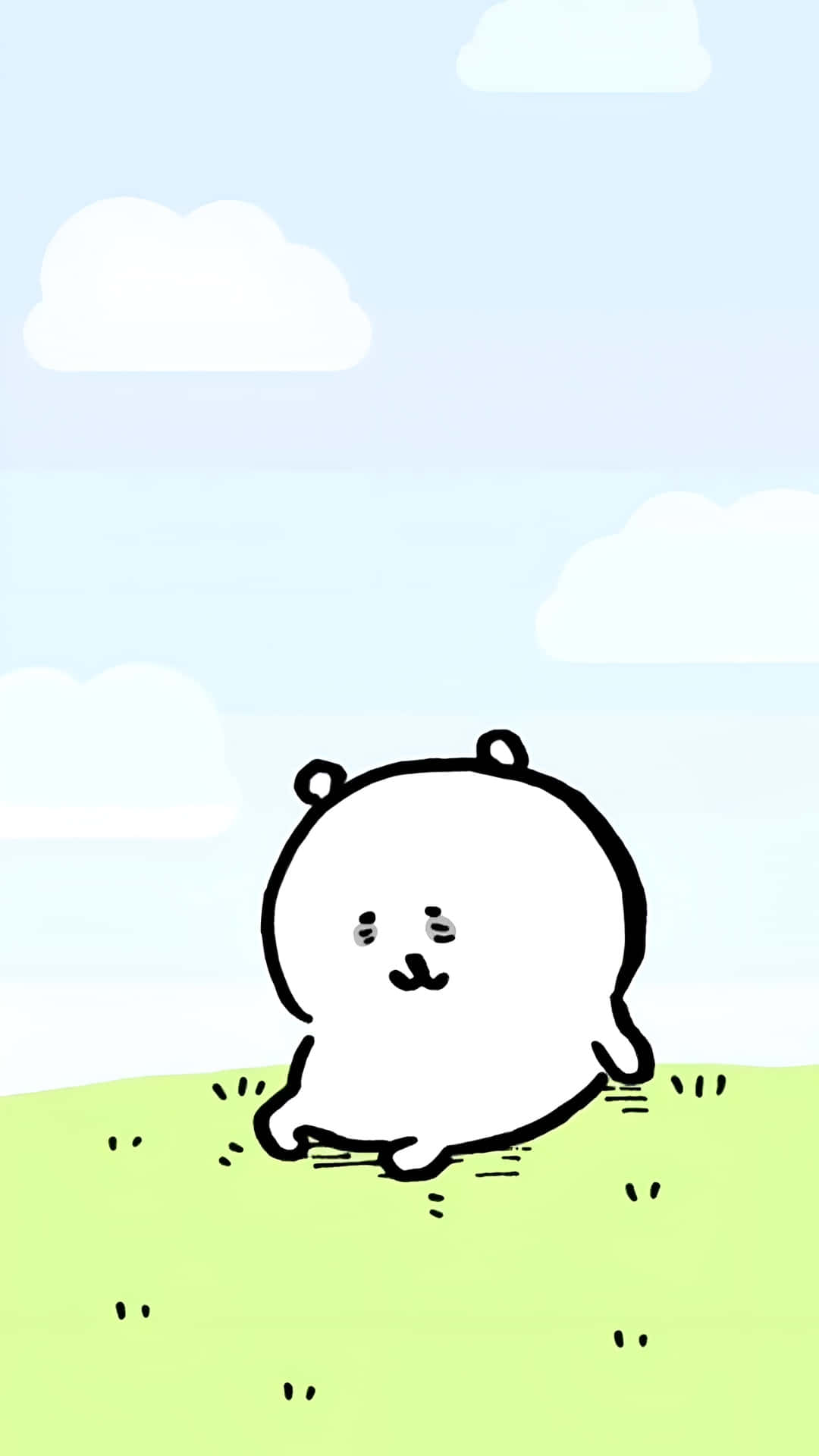 Joke Bear, white cartoon bear, grassy hill, Full HD Phone Wallpaper